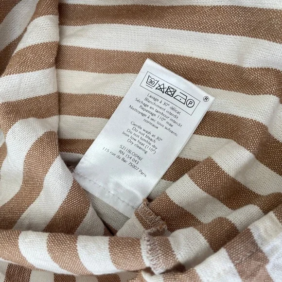 Sezane Meredith Striped Ruffle Camel Cream Bow Tank Blouse Size 40 FR / 8 US - Picture 5 of 8